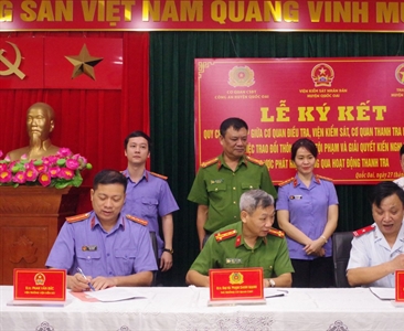 Liên ngành Công an - Viện kiểm sát – Thanh tra huyện Quốc Oai ký kết các Quy...